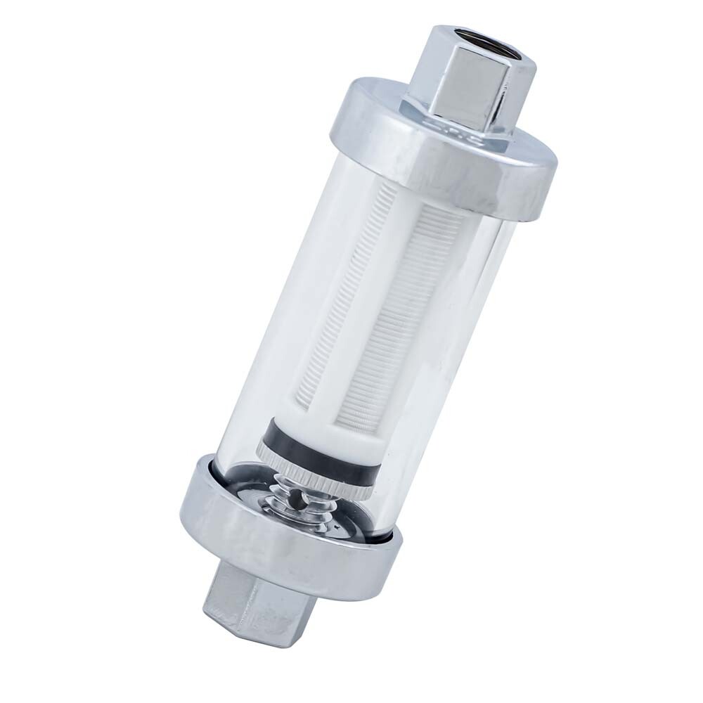 2PCS Universal 1/4" 5/16" 3/8" Chrome Glass Reusable Washable Inline Fuel Filter