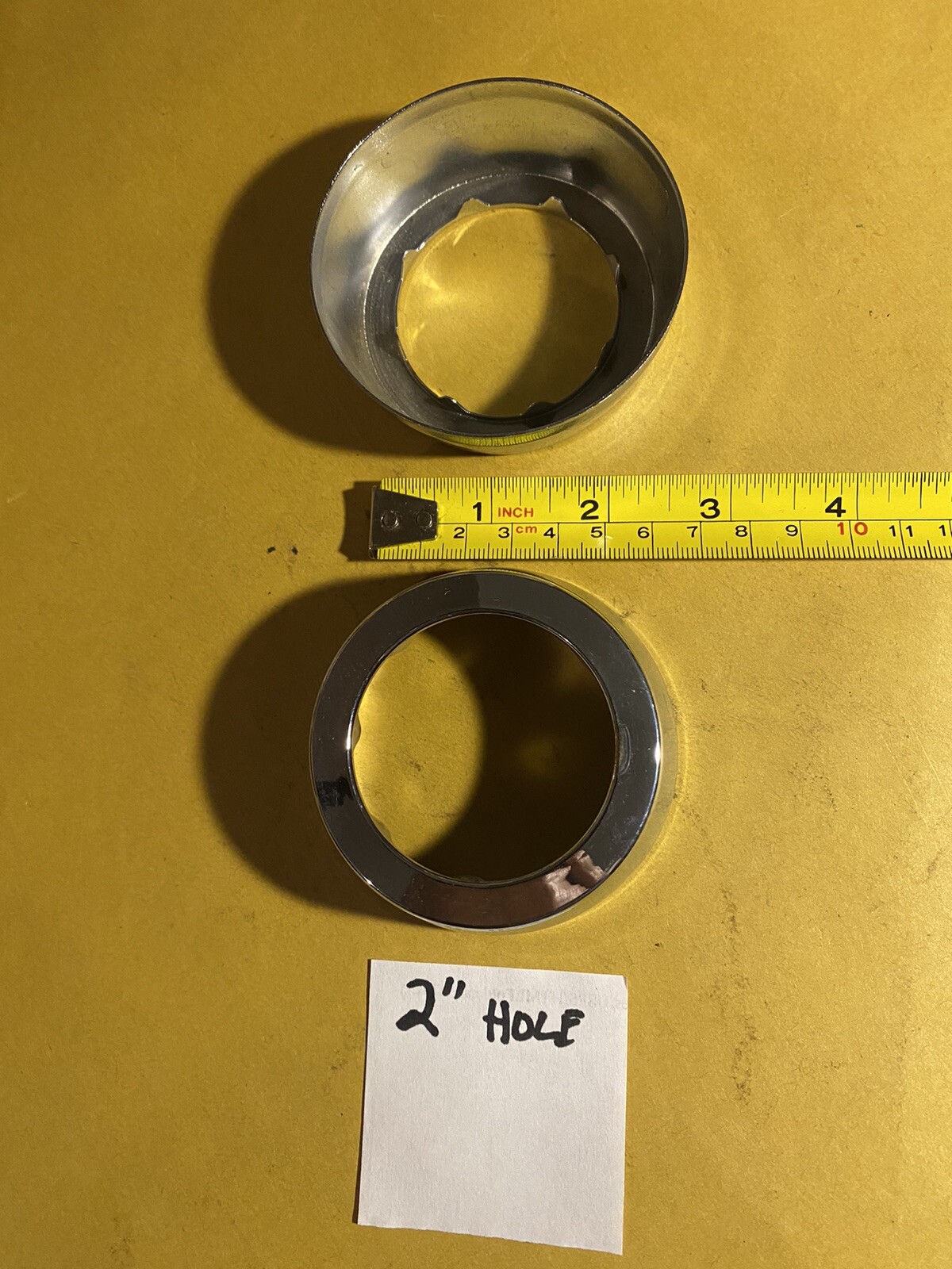 2 Pc 2” ( Chrome ) Trap High Profile METAL ESCUTCHEON  COVER PLATE NOS