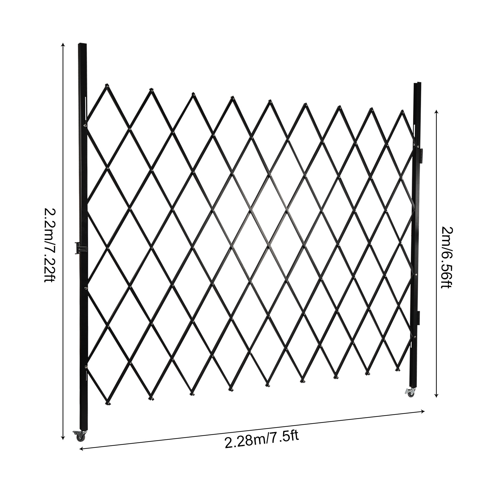 Folding Security Gate 7.22ft x 7.5ft Wall Mount Single Folding Door Scissor Gate