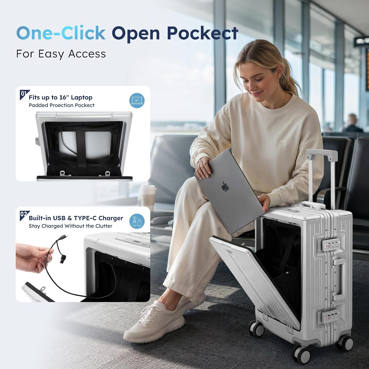 20" Aluminum Carry-On Hardside Front Opening