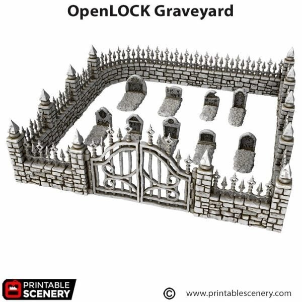 OpenLock Graveyard Corpses, Crypts 3D Printed Tabletop Terrain DND (28mm)