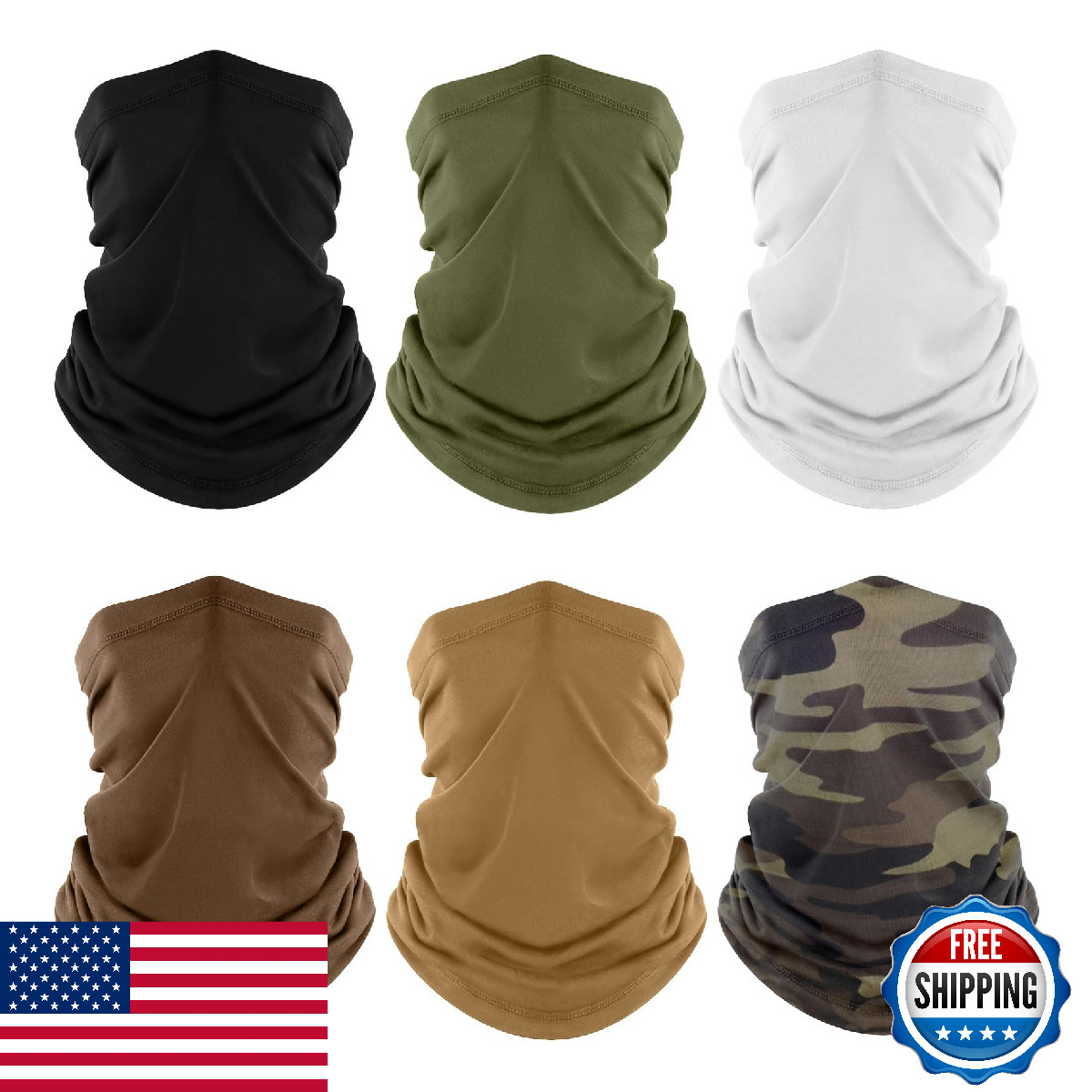 Fuinloth Neck Gaiter 6PK Face Mask Bandana Fishing Cooling Sun Protection Scarf