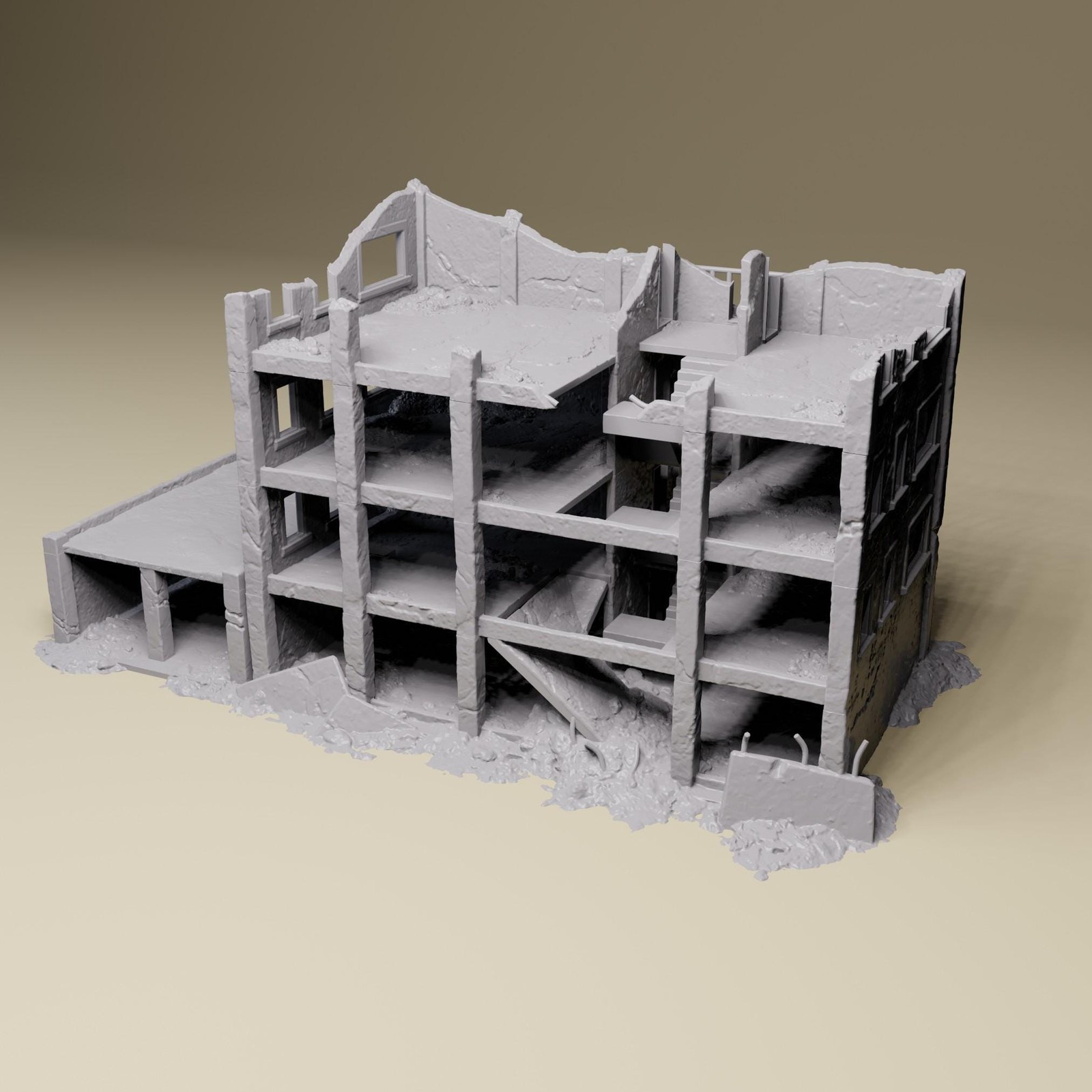Ashfall City Building 2 -  Ruined Modern Urban Building for tabletop RPGs