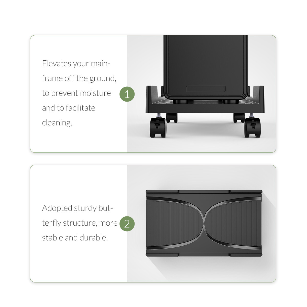 ORICO Mobile CPU Stand Adjustable Computer Tower Desktop Holder +4 Caster Wheels