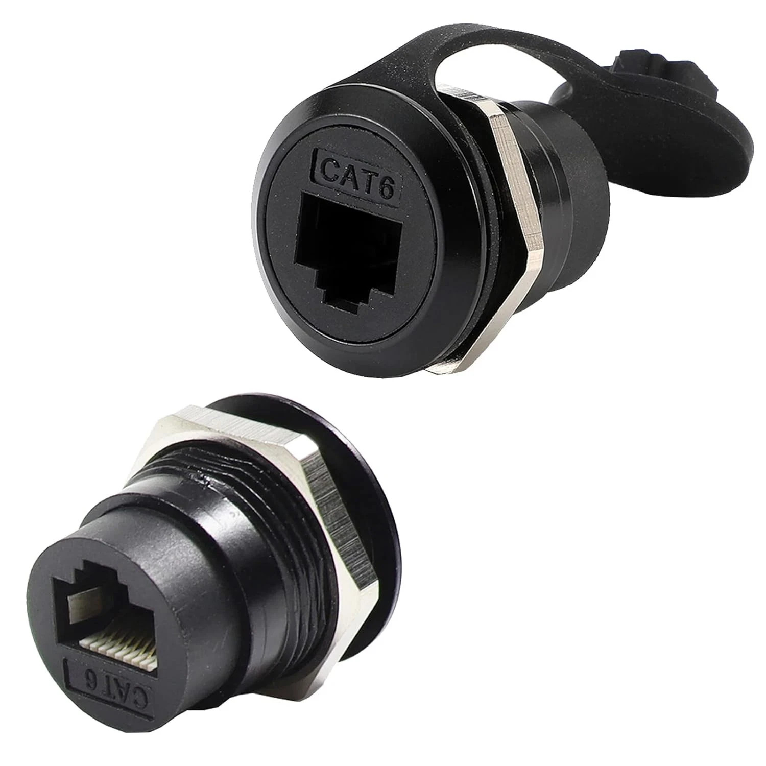 2Pack RJ45 Panel Mount Coupler, Ethernet LAN Pass through Connector, CAT6 Female