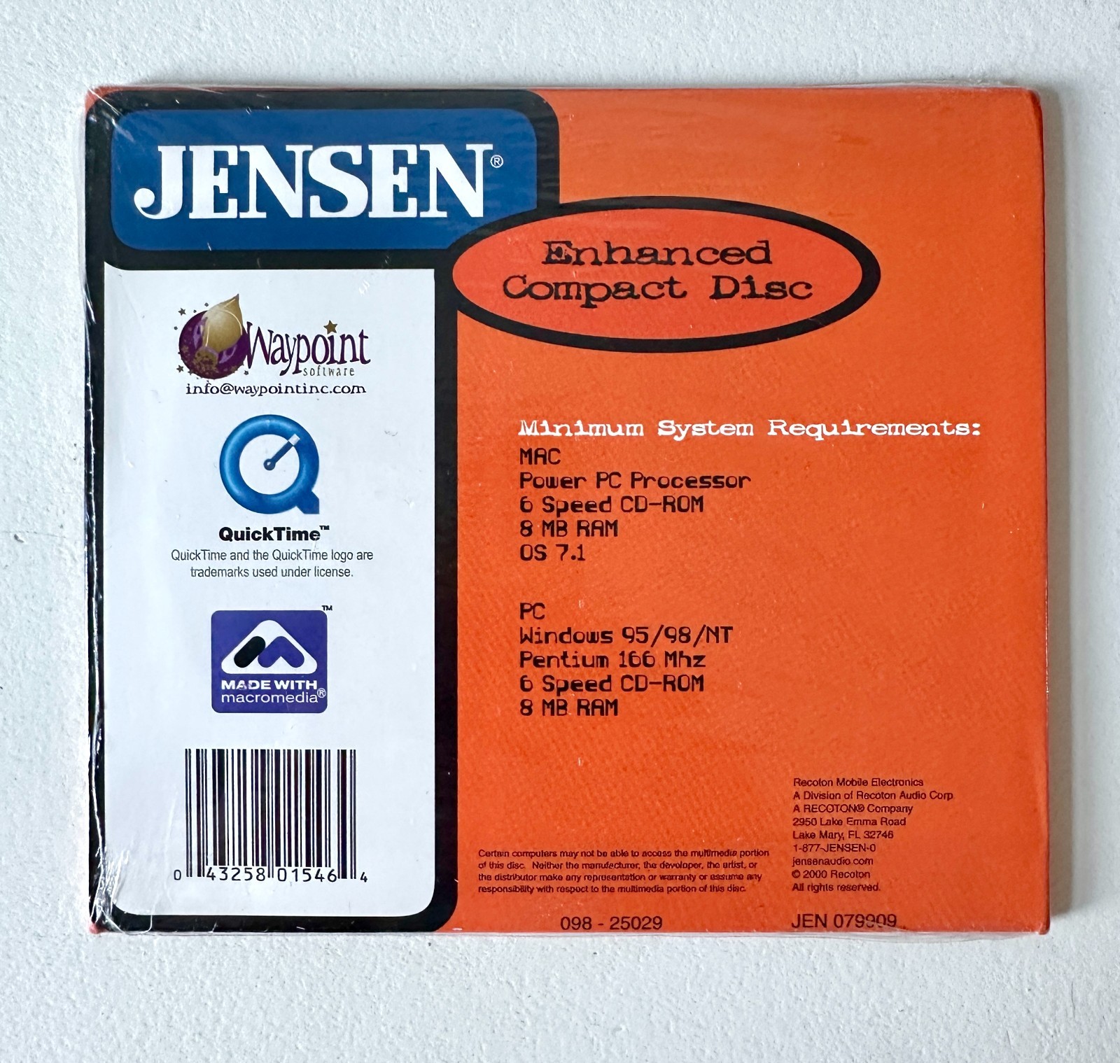 Vintage Jensen Enhanced CD ROM Sealed Multimedia Music Software Windows 95 Mac
