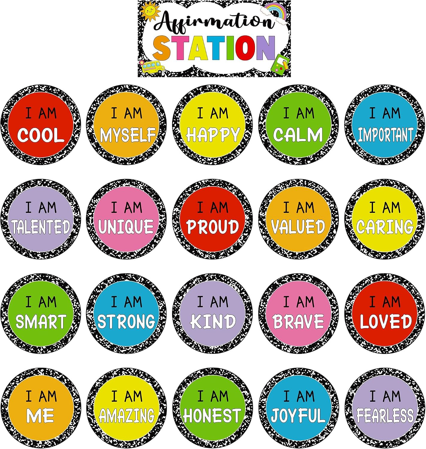 Composition Affirmation Station Bulletin Board Set Colorful Motivational