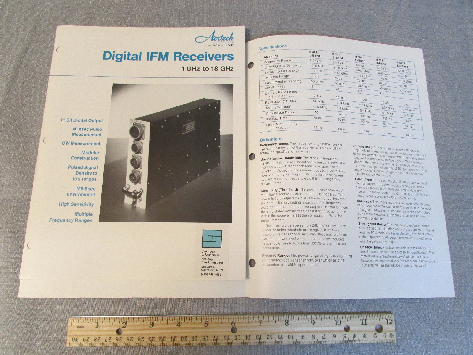 (2) Aertech TRW Digital IFM Receivers 1GHz to 18 GHz Brochures
