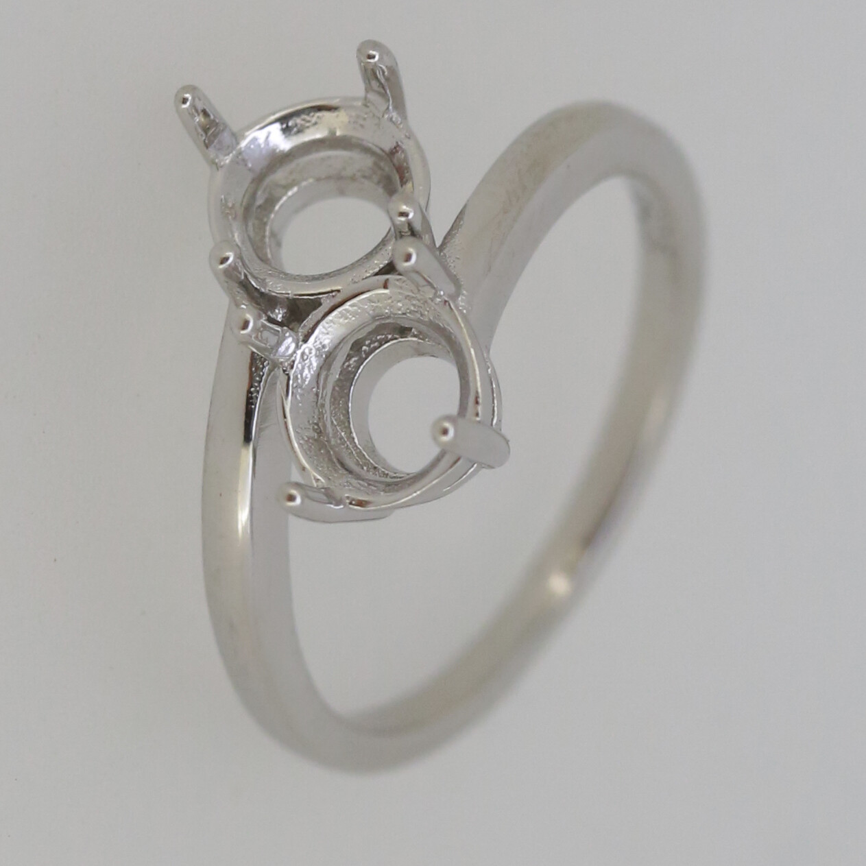 Sterling Silver Semi Mount Ring Setting Round RD 6x6mm Twin Stone