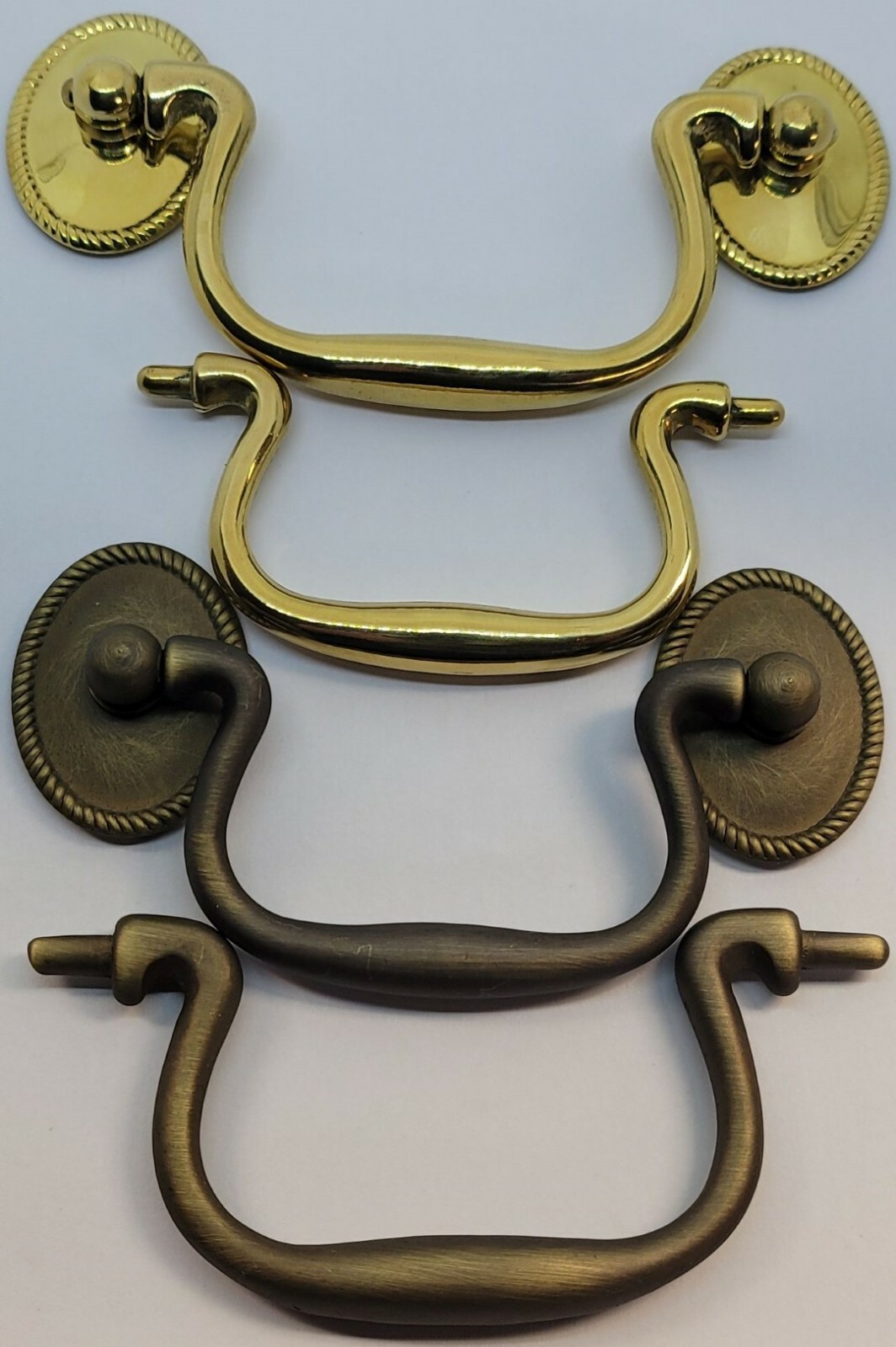 Oval Rosette Rope Pattern back plate Bail Pull handle mid century modern antique