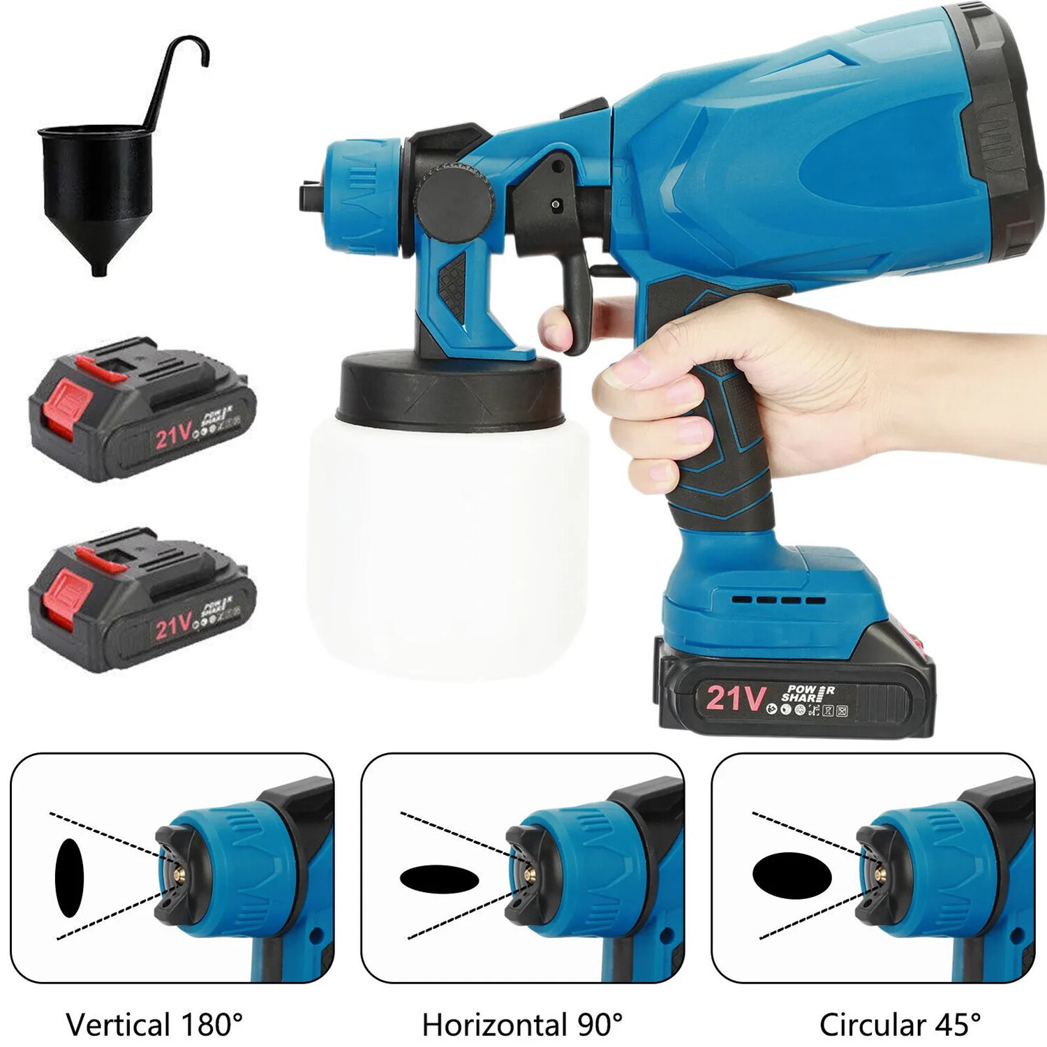 High Pressure Cordless Paint Sprayer Electric Airless HVLP Spray Gun +w/2Battery