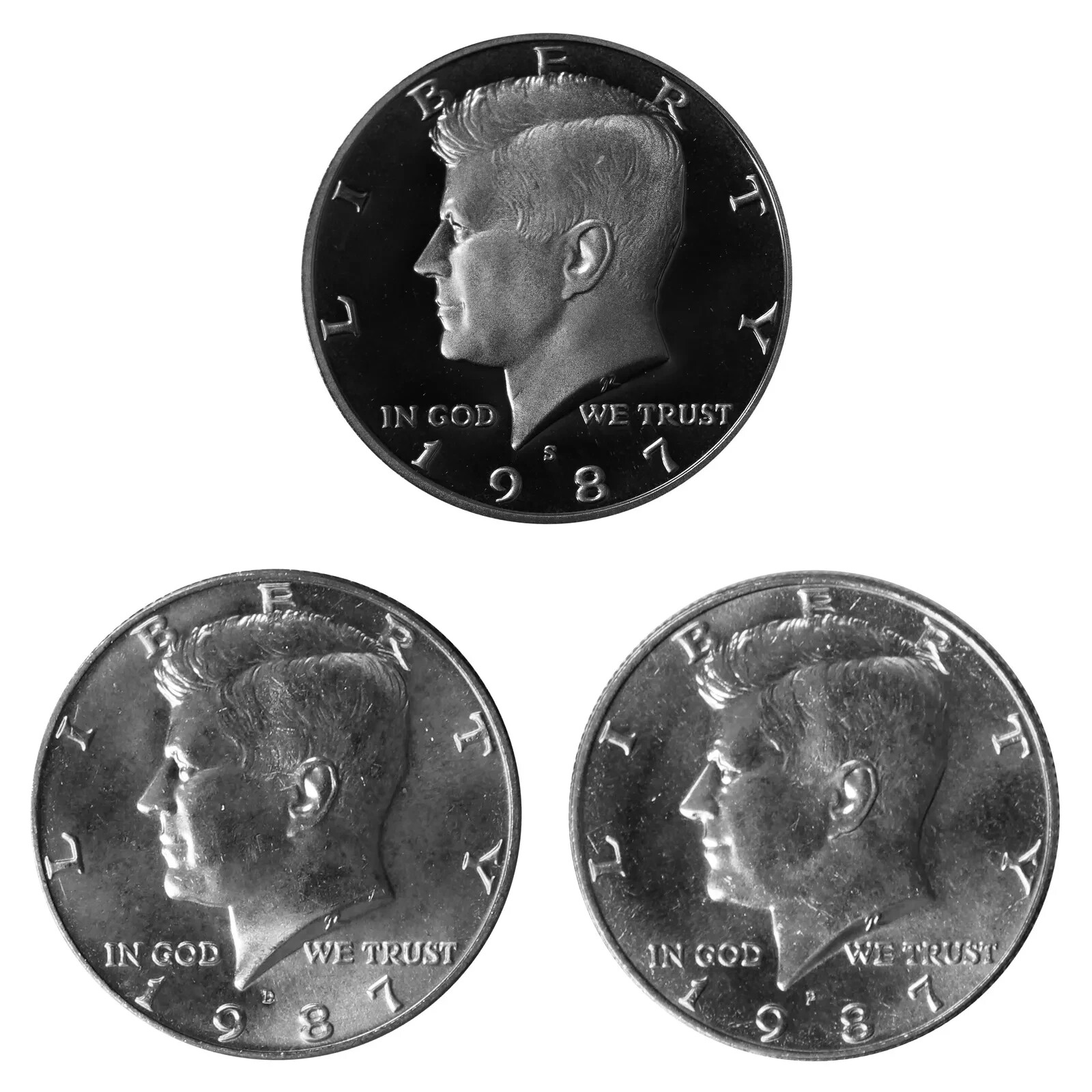 1987-P D & S Kennedy Half Dollar - Gem Proof Lustrous-P & D from mint sets