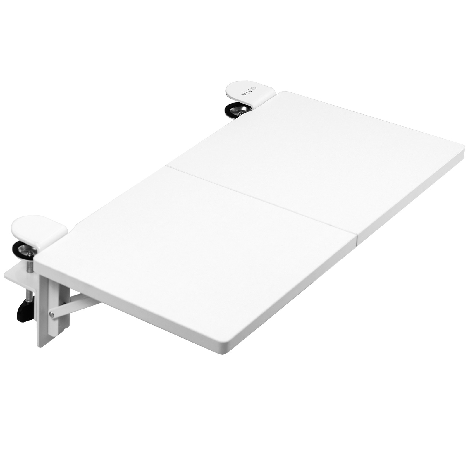 VIVO White Clamp-on 24" x 12" Desk Extension, Accessory Platform, Keyboard Tray