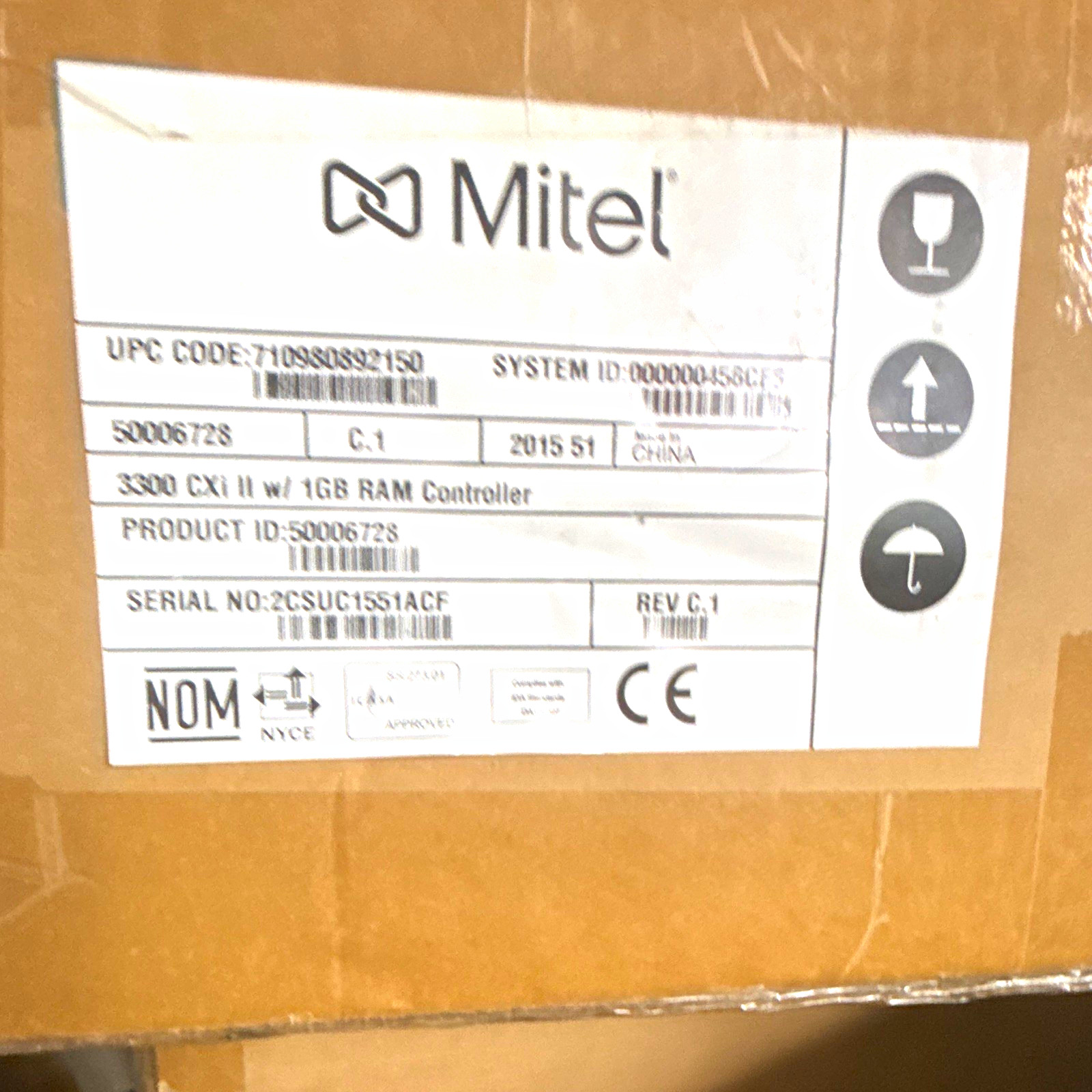 Mitel 3300 Series CXii 1GB RAM Controller VoIP System MPN 50006728