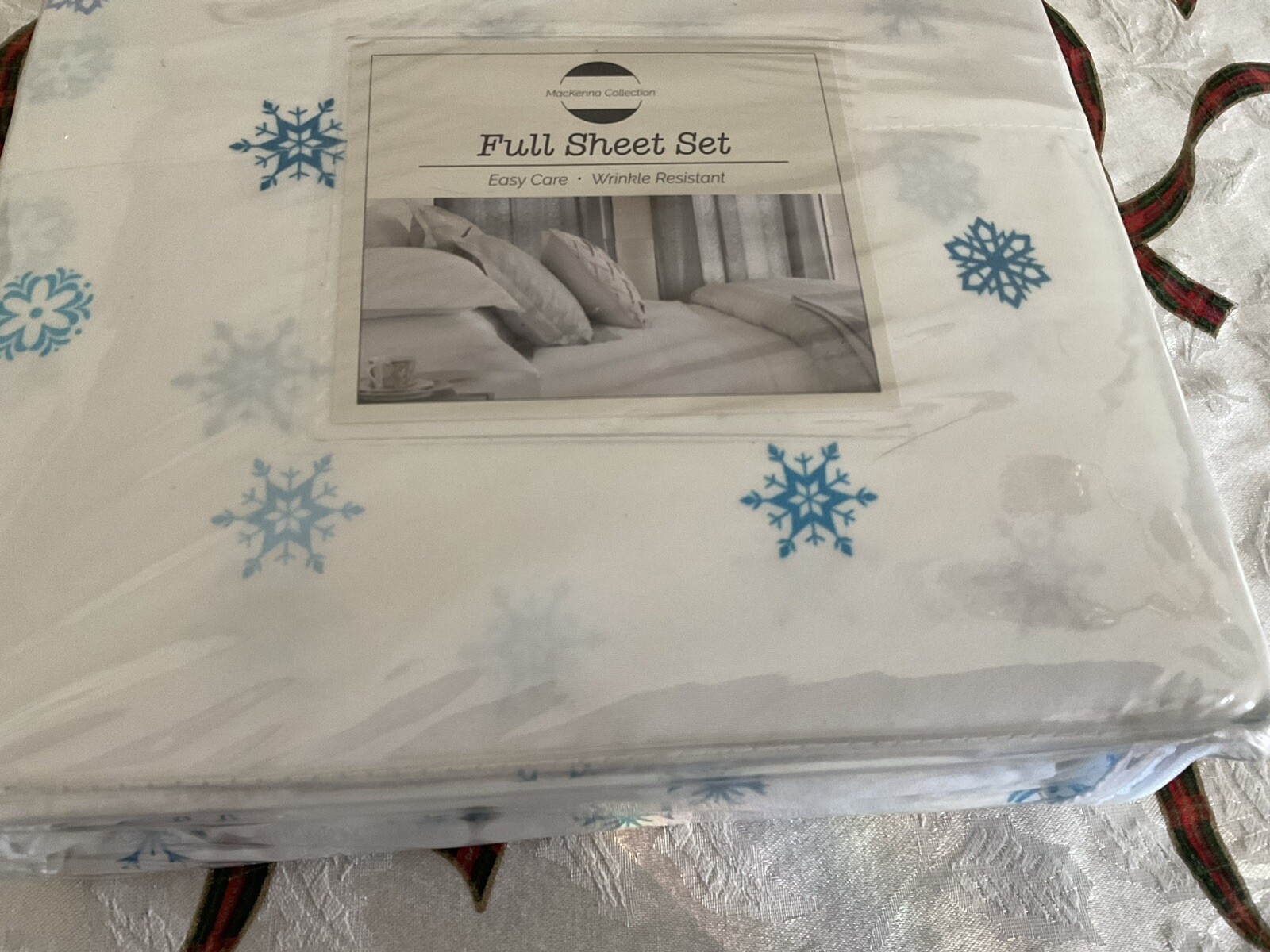 McKenna Coll Microfiber Polyester FULL Sheet Set 4 Piece Set SNOWFLAKE New