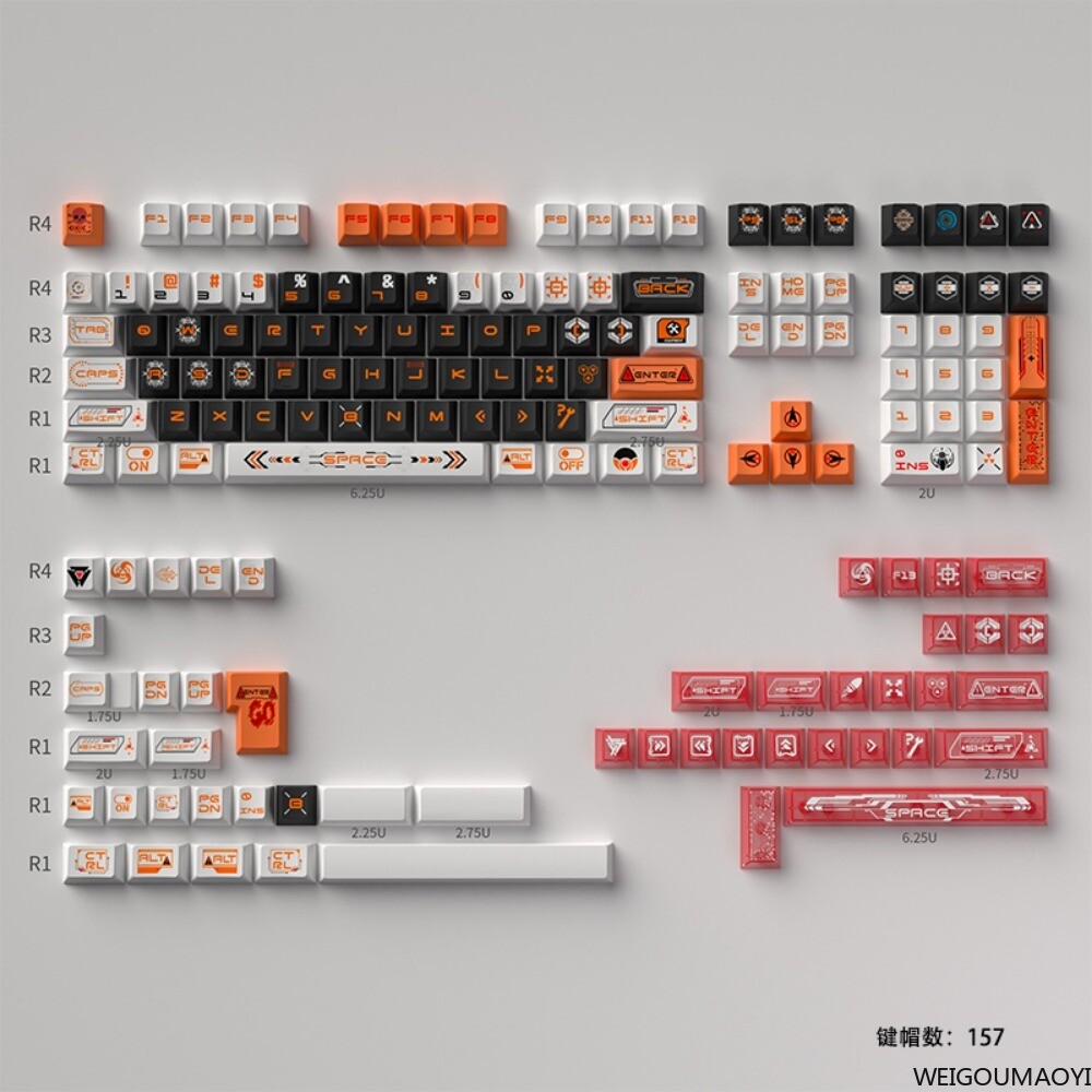 DIY PBT Cyberpunk Mechanical Future Keycaps Cherry Profile Set for Cherry MX
