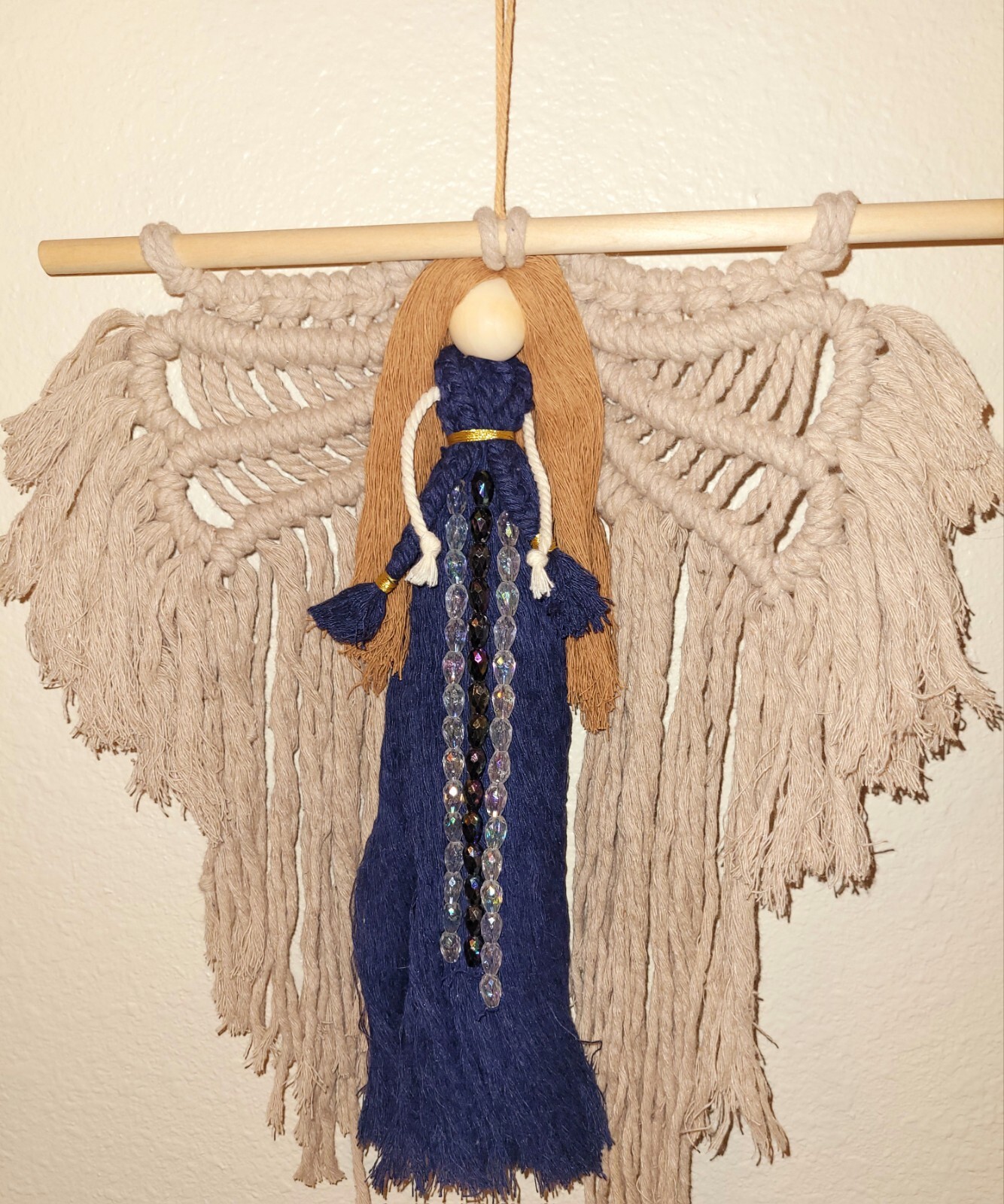 Macrame Handmade Wall Hanging Decor Crocheted Angel Doll Made From Cotton Thread