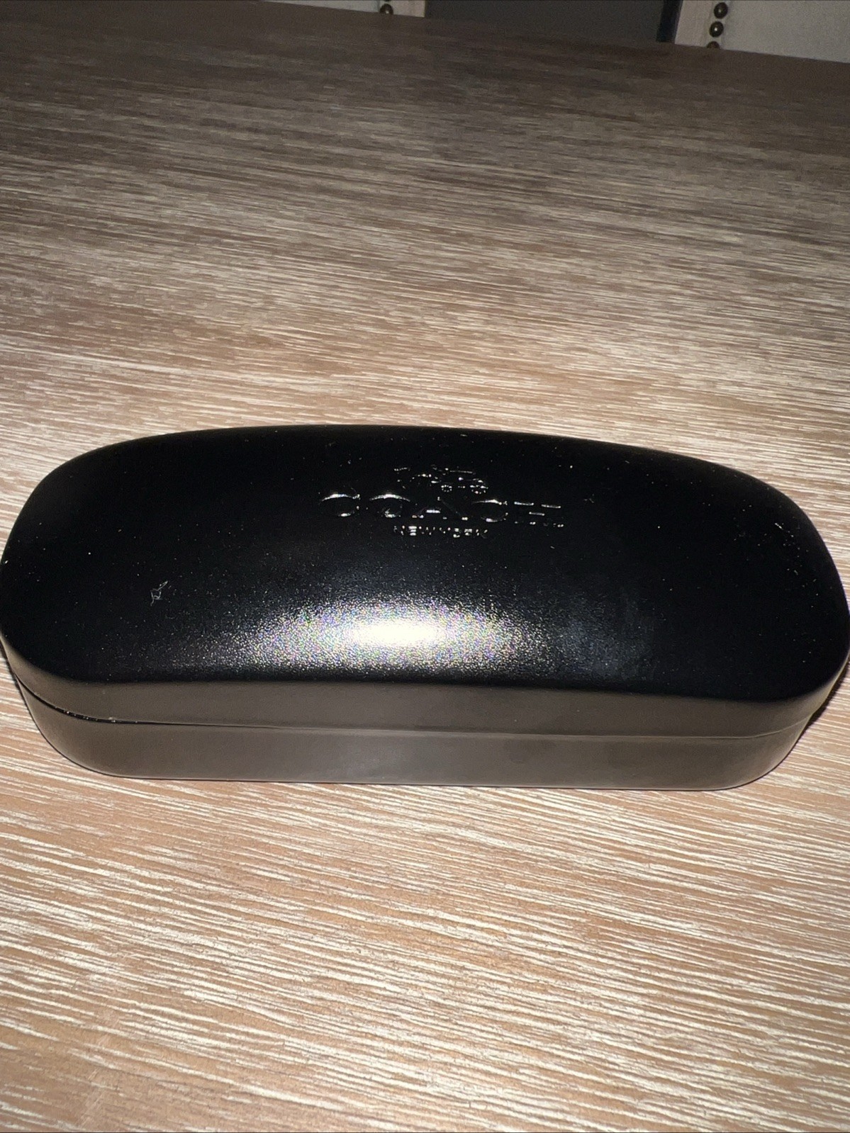 Coach Black Leather Sunglasses/Eyeglasses Case W/Black Velvet Lining