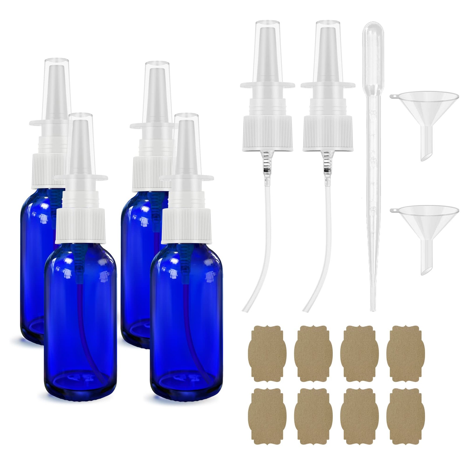 Nasal Spray Bottle Spray Glass Bottles 1oz (30ml) with Press Head Refillable