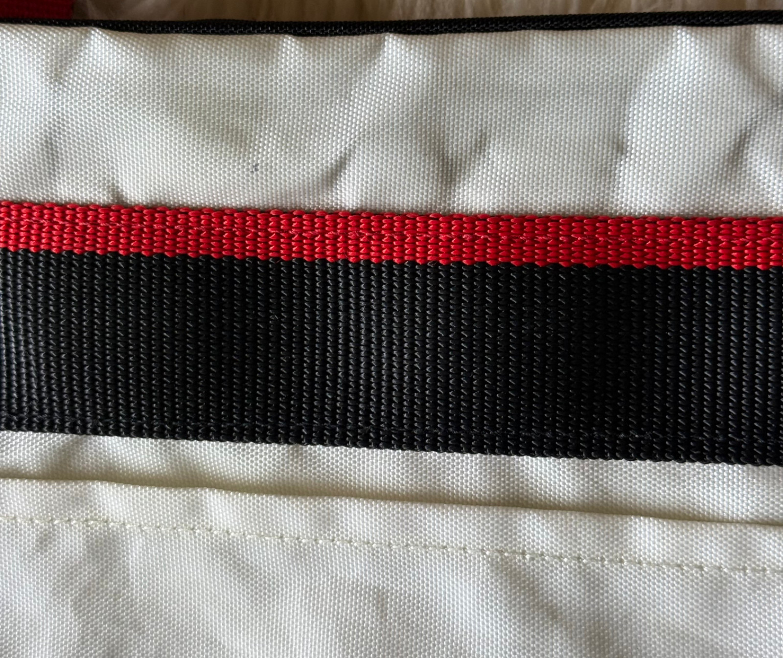 Vintage 80s 90s Nike Nylon Tote Duffle Bag White with Red Swoosh Black Handles