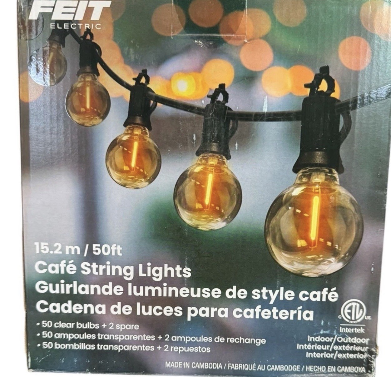 Feit Electric 50' LED Cafe String Light. New In Box!