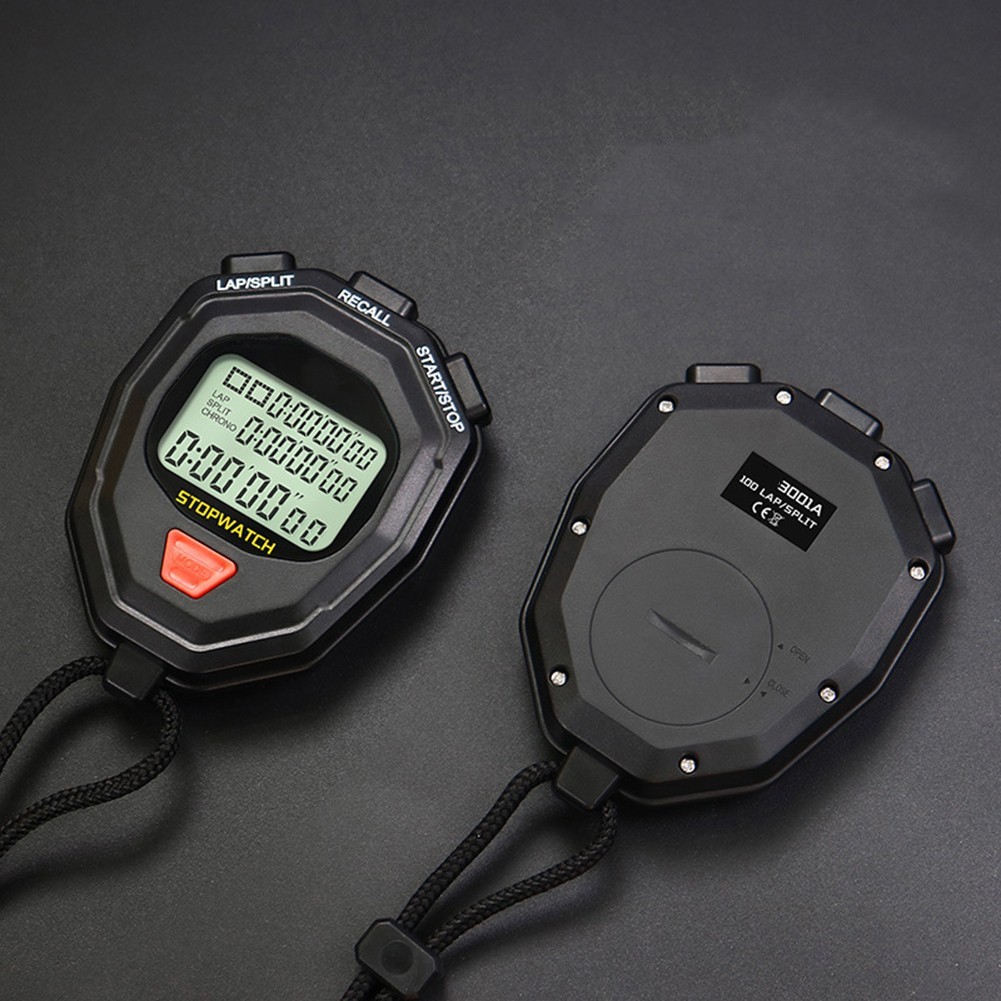 Digital Stopwatch with 60 Memory Storage Lap Split Total Time Large LCD Screen