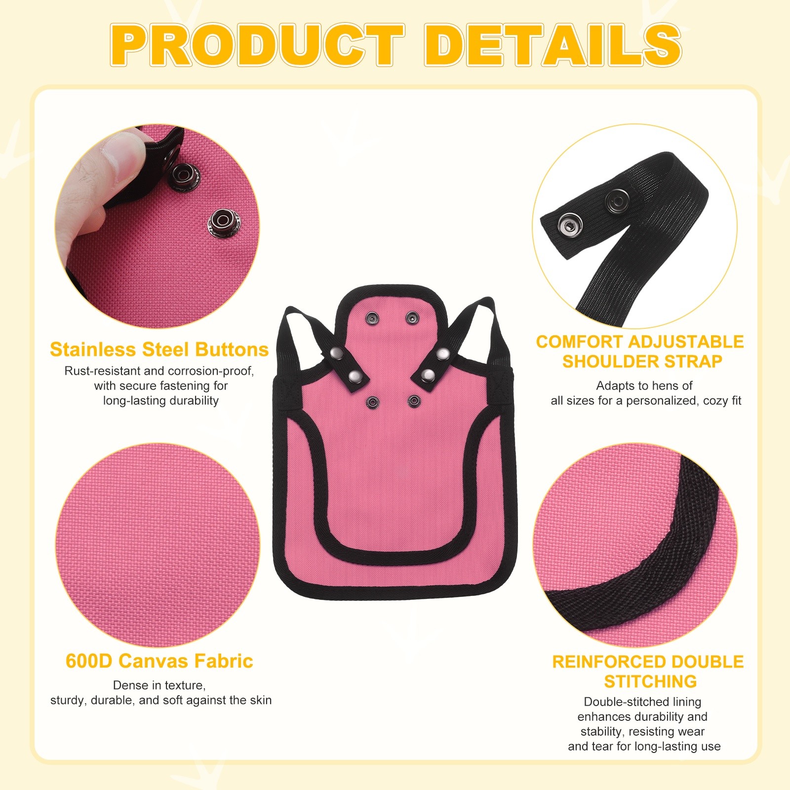 2-Pack Chicken Saddle with Adjustable Strap for Hens [Magenta]