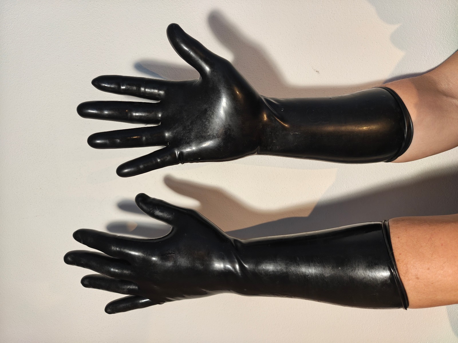 Latex Rubber Black, Orange or Transparent Fetish Gloves