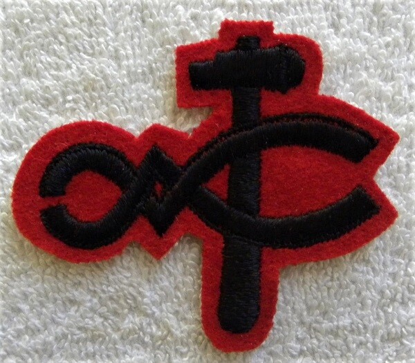 Vintage Hammer & Tongs, Military Red & Black PATCH, Unused