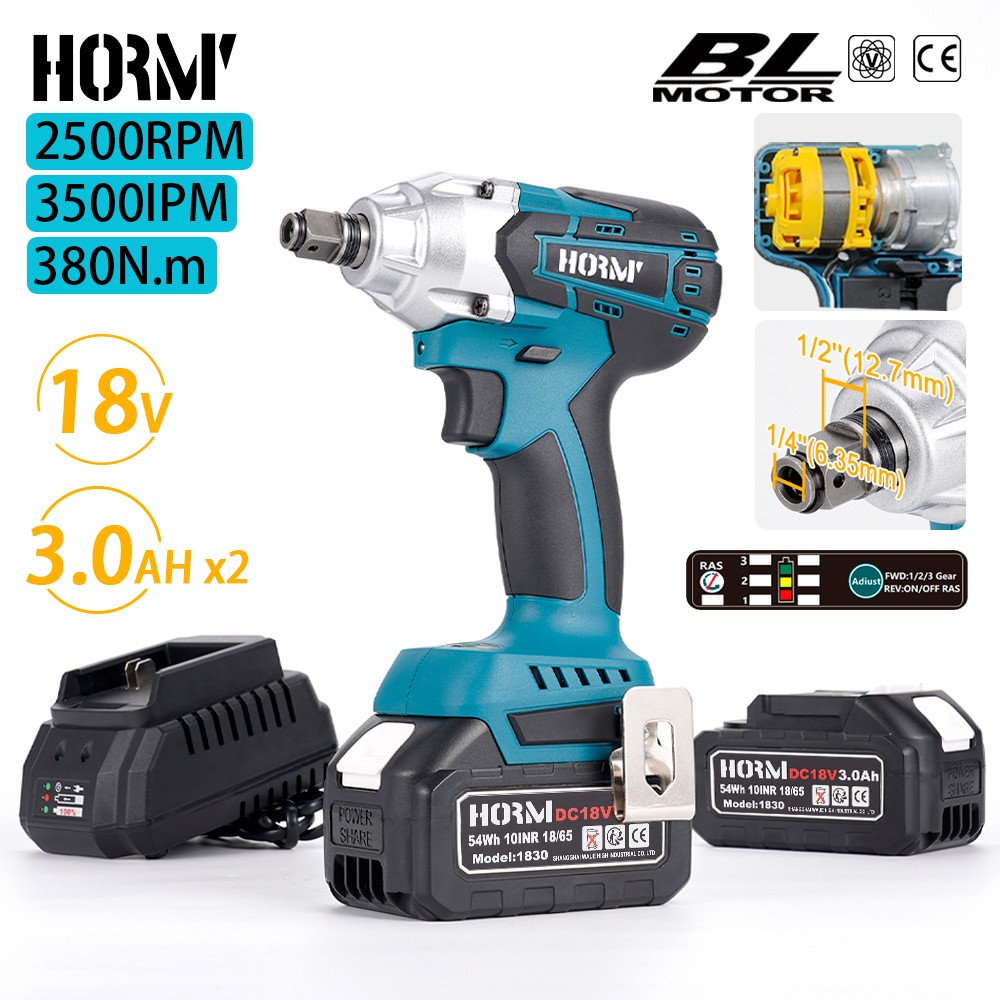 18V High Torque Cordless lmpact Wrench 1/2 Brushless Drill w/ Battert for Makita