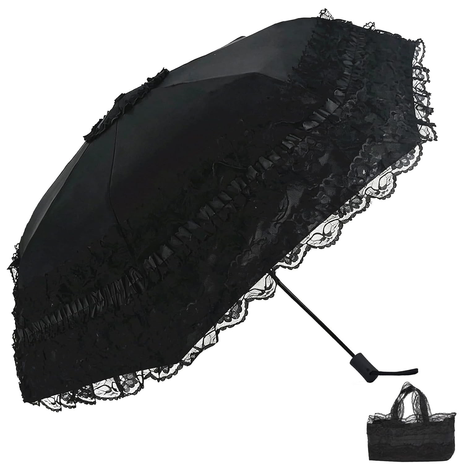 Vintage Lace Parasol Gothic Lolita UV Sun Protection Umbrella Vintage Cosplay