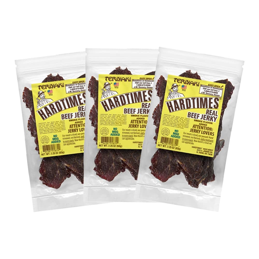Hardtimes Handcrafted Beef Jerky - Teriyaki Flavor - 3 2.25 Ounce (Pack of 3)