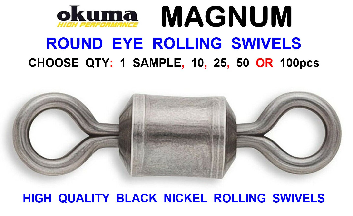 OKUMA SIZE 6/0 ROLLING SWIVELS SEA FISHING TACKLE LINE BAIT CLIP RIG FAST LINK