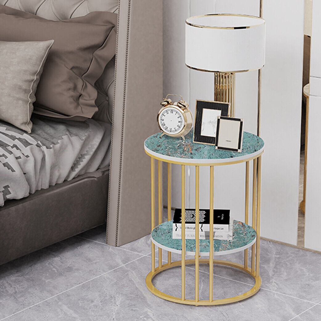 3 Colors Round Coffee Table 2 Tier Sofa Side End Nightstand Open Display Shelf