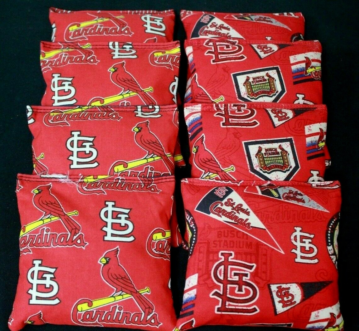 8 CORNHOLE BEAN BAGS made w St. Louis Cardinals fabric STL ACA Regulation MLB