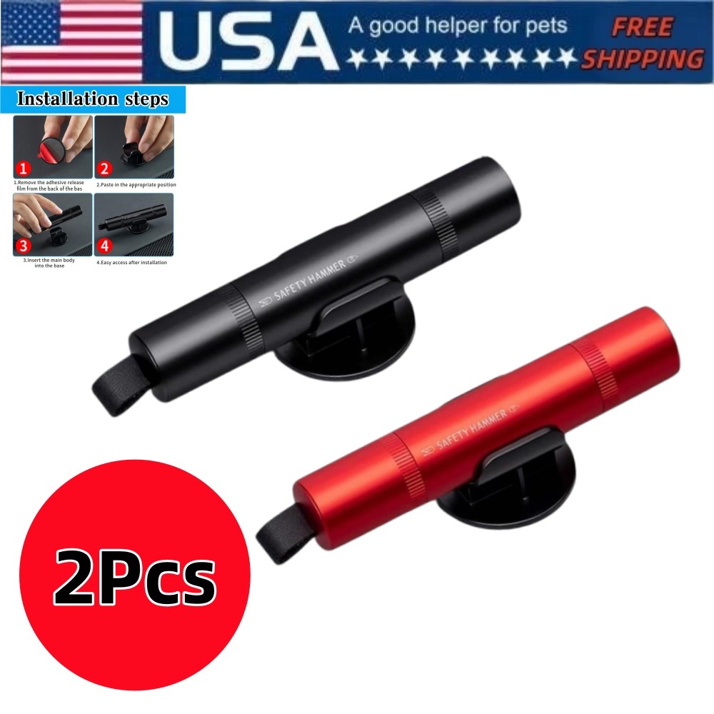 2Pcs Car Emergency Escape Tools Seatbelt Cutter&Window Breaker Safety Gadget
