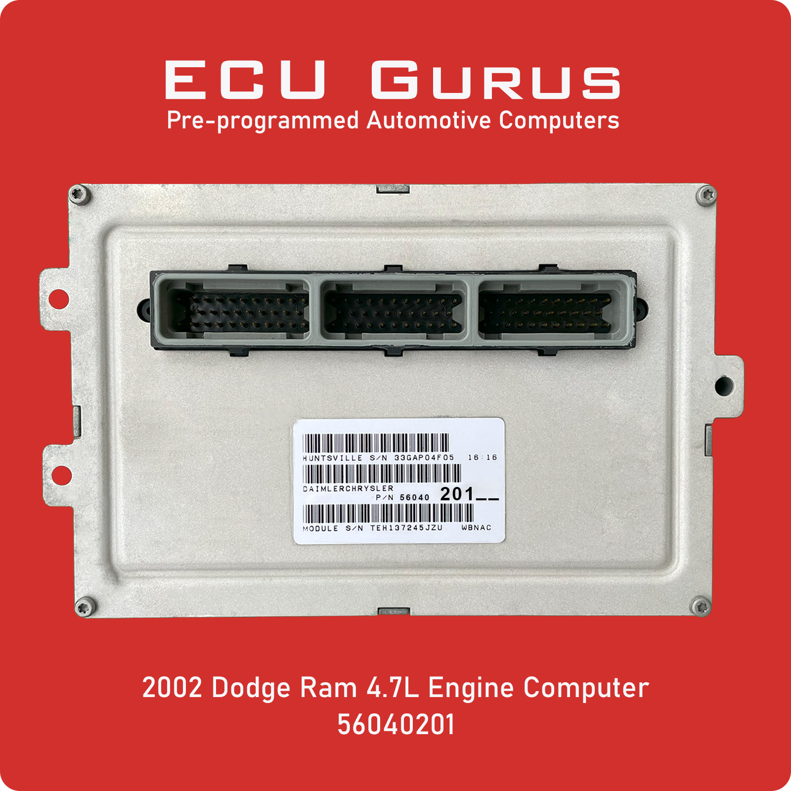 2002 Dodge Ram 4.7L AT Engine Computer P56040201 "VIN Programmed" ECM PCM ECU