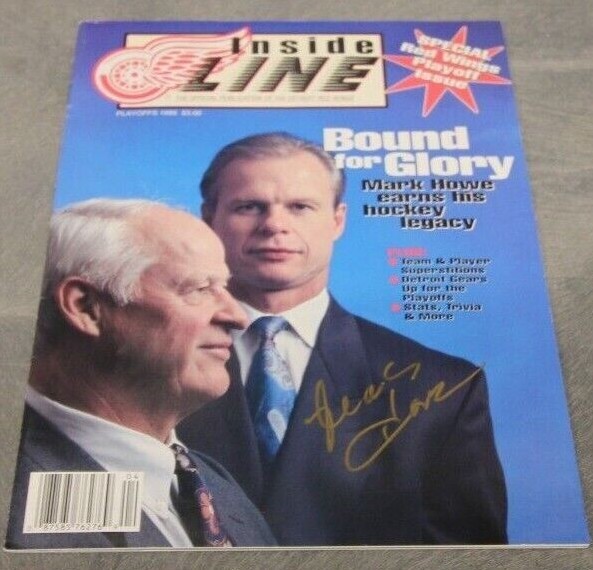 1995 DETROIT RED WINGS NHL PROGRAM PLAYOFF ISSUE GORDIE / MARK HOWE MARK SIGNED