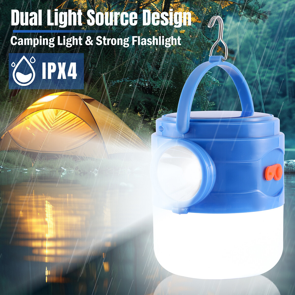 Solar Camping Lantern Flashlight Lamp Portable Rechargeable LED USB Powered A+++
