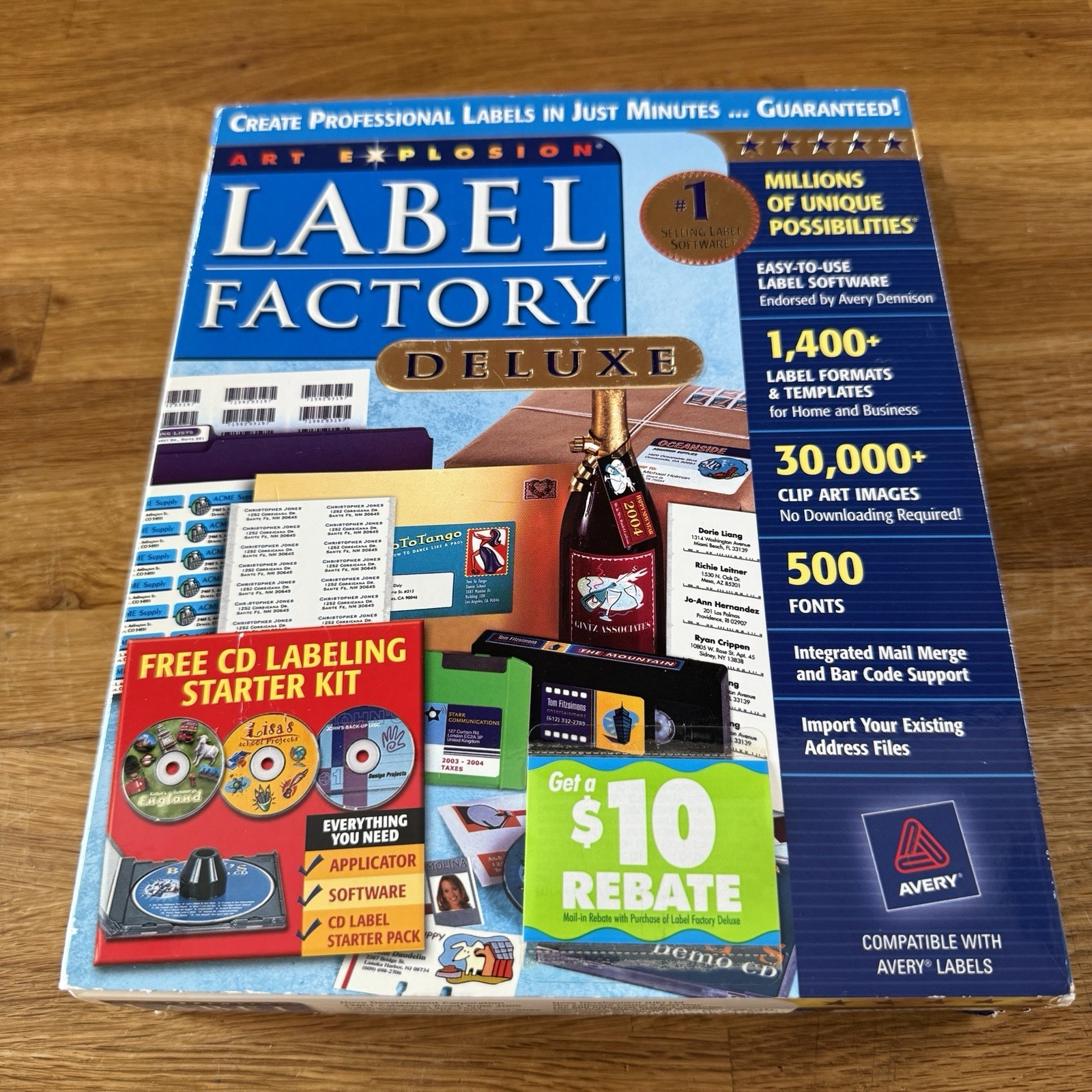2003 Art Explosion Label Factory Deluxe v3.0 • PC Software In Box With Manual