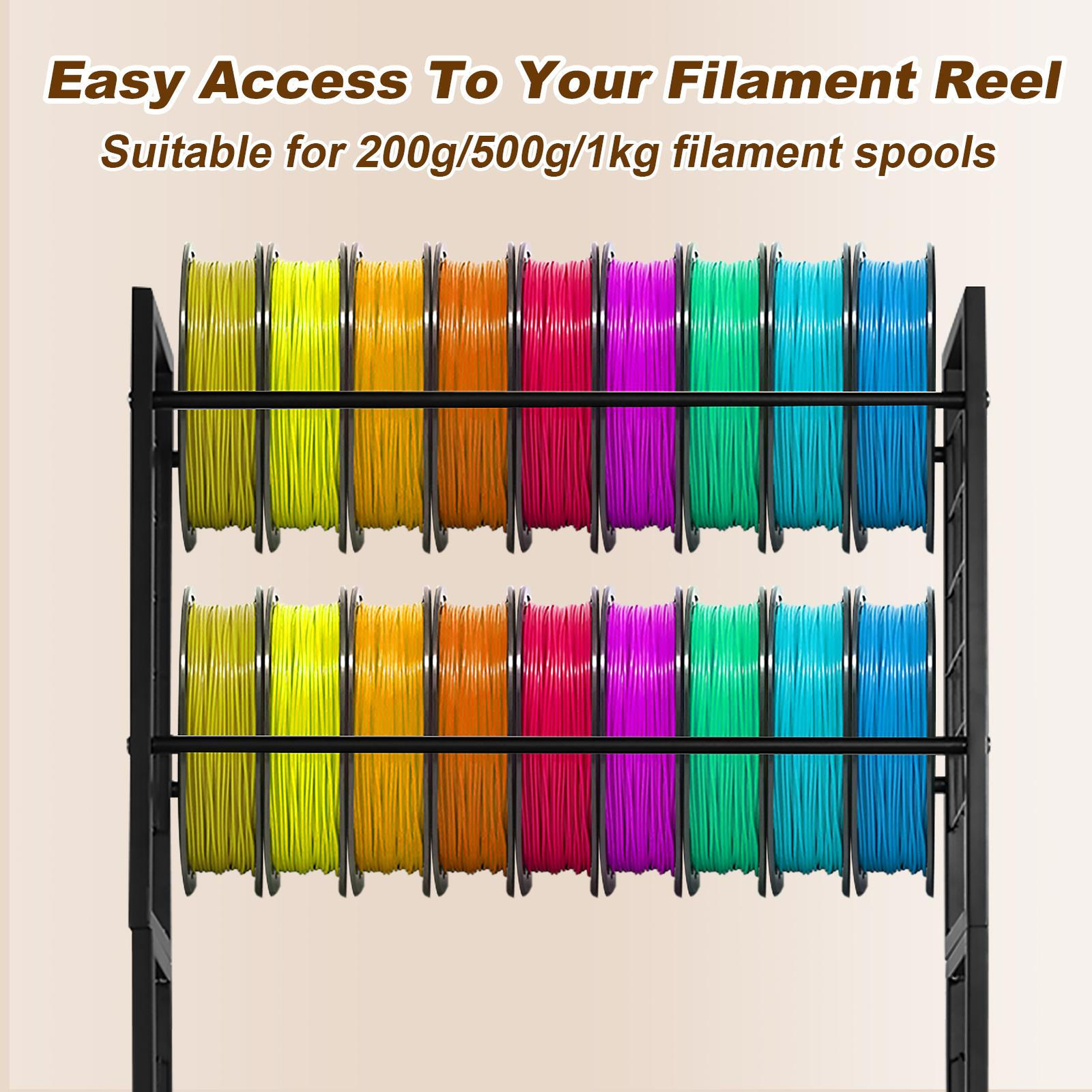 Mobile 3D Printer Stand Double Layer Filament Storage Rack+Wheel