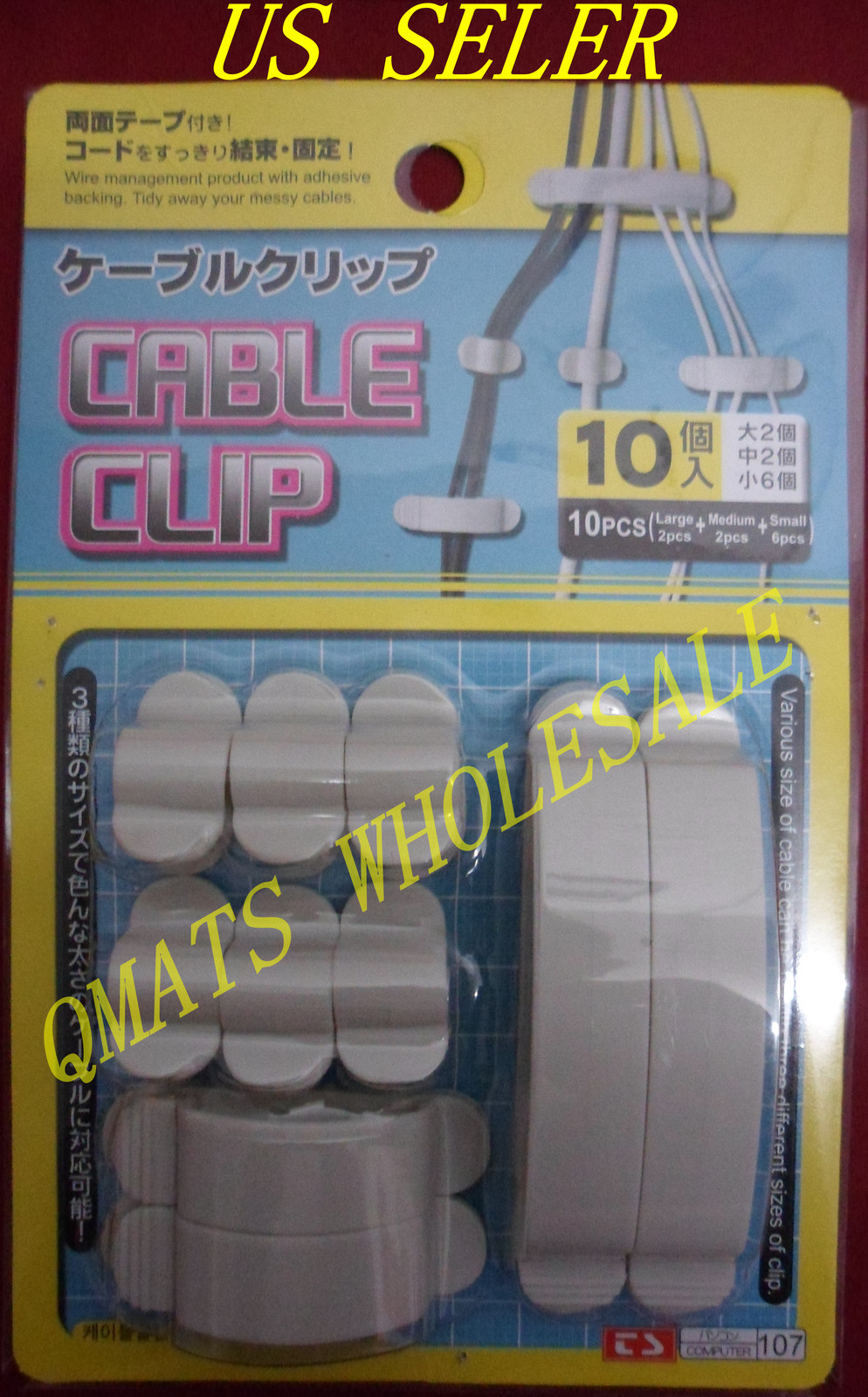 3Packs Cord Wire Cable Plastic Clips Self Adhesive Clamp Organize (3 Size) 30pcs
