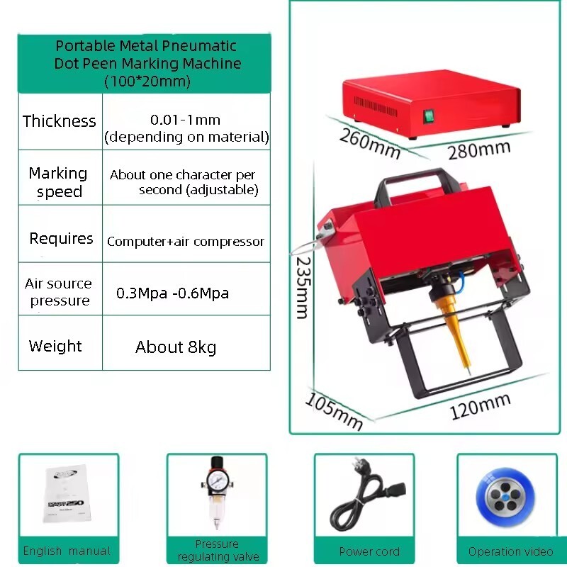 Portable Pneumatic Marking Machine Metal Frames Chassis Number Marker 220V