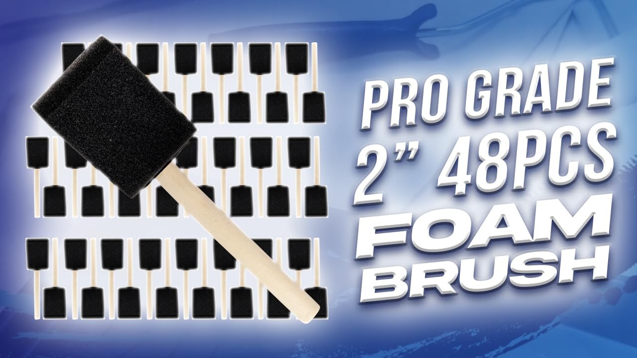 Pro Grade - Foam Brushes - 2 Inch - 48 Piece Poly 2"-48Ea, Multicolor