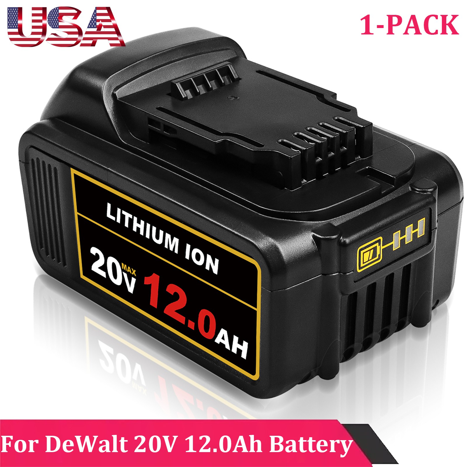 1Pack 20V 12.0AH For Dewalt 20Volt Max XR Lithium Battery DCB206-2 DCB205 DCB200