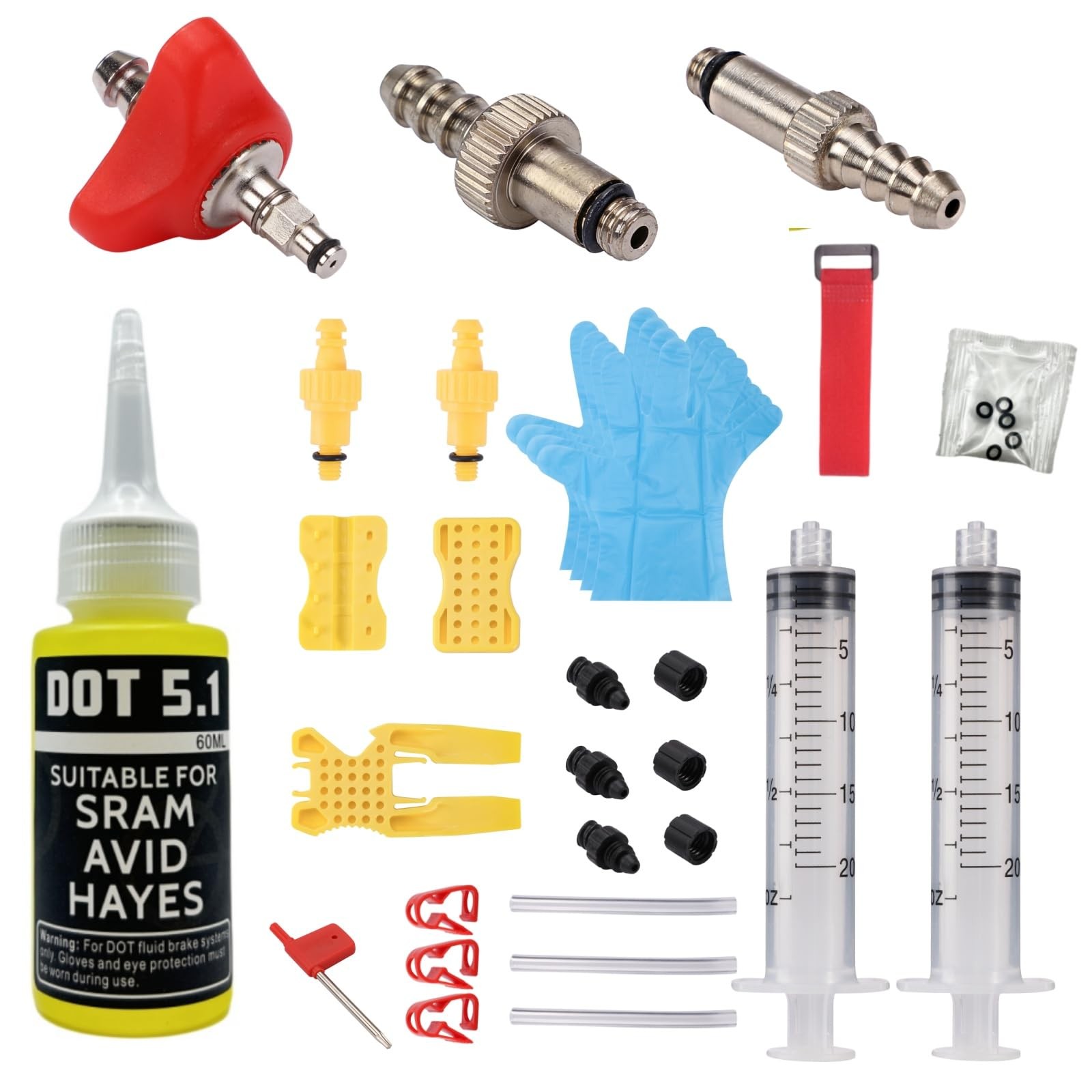 Bike Brake Bleed Kit with Metal Adapters 60ML Dot 5.1 for All SRAM Series