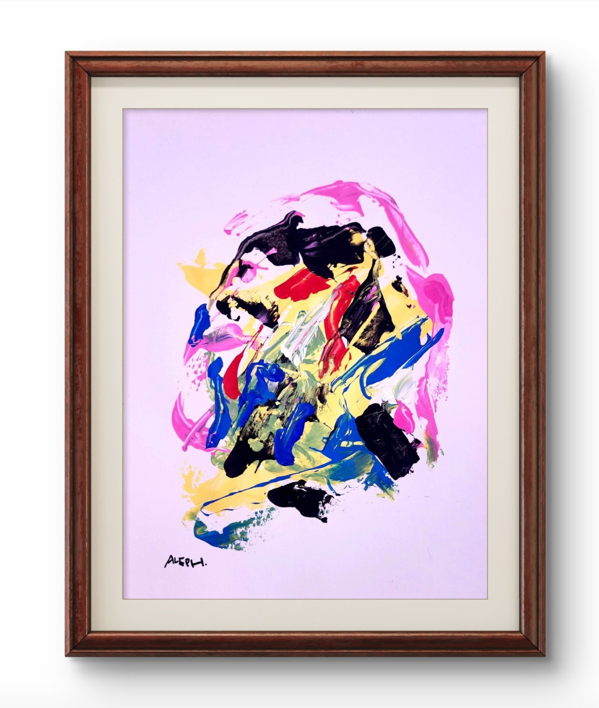 Aleph Original Art 14x11 Abstract Expressionist Original Painting Gallery Paper