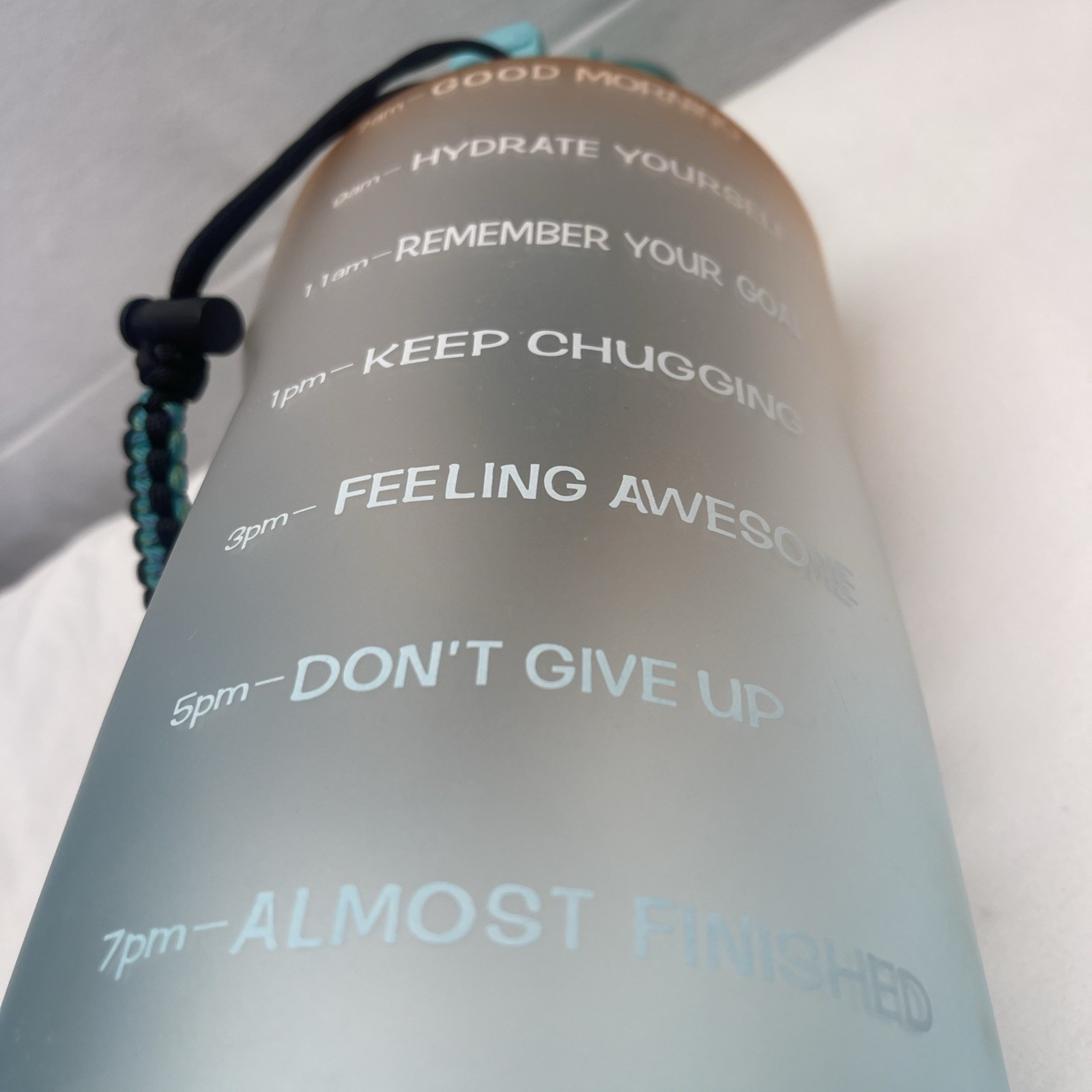 Multicolor Motivational Water Bottle Hydration 64 oz w/Strap Work Out Exercise