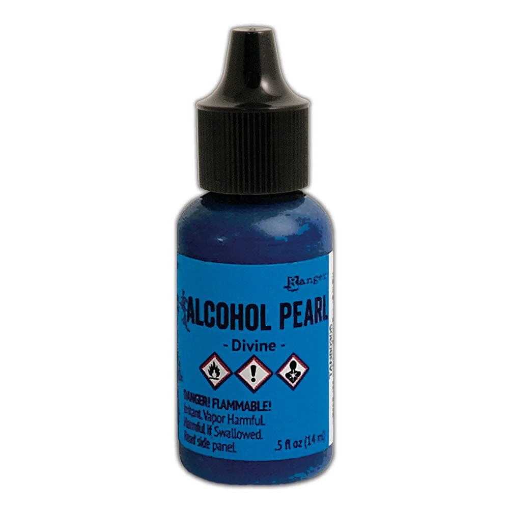 Ranger, Tim Holtz, Alcohol Ink, Pearl, Divine Alcohol Ink .5 fl oz, Blue Ink