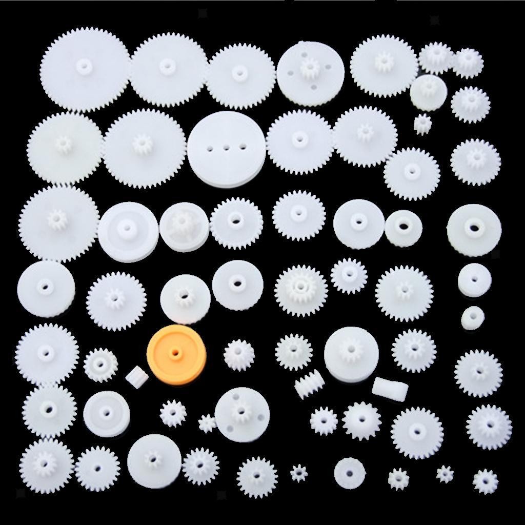 64Pcs Assorted Teeth Plastic Gear Wheel for Toy Car Motor Shaft Model Crafts